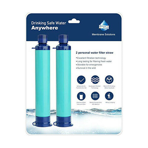 Membrane Solutions Portable Water Filter Straw Filtration Straw Purifier Survival Gear for Drinking, Hiking, Camping, Travel, and Emergency