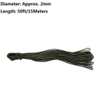 50FT 15M 2mm Diameter One Stand Paracord Parachute Cords Lanyard Rope Camping Climbing Rope Training Hiking Outdoor Accessories